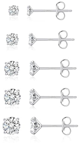 Ohrstecker Aus S925-Sterlingsilber Für Damen Und Herren, Kleines Ohrstecker-Set Für Mehrere Piercings, Hypoallergene Kugel-Zirkonia-Ohrstecker, Perlenohrringe Für Mädchen, 3/4/5/6/7 mm