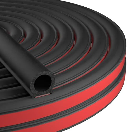 Jobon Car Door Seal Automotive Weather Stripping - Self Adhesive Rubber Seal Strip, D-Shape Car Door Soundproofing Weatherstripping, Car Door Rubber Sealing Strip for Truck Hood (15 * 15mm, 6M/20Ft)