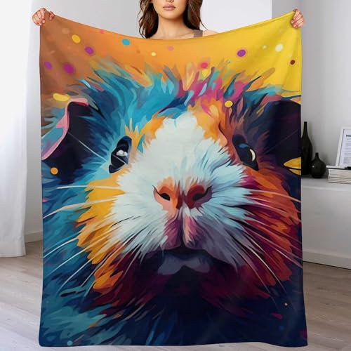PAZZK Meerschweinchen-Tier Flanell Fleece Decken, Kuscheldecken, Superweiche Leichte Flannel 3D Für Couch Bett Flauschige Wohndecke（150×200cm）