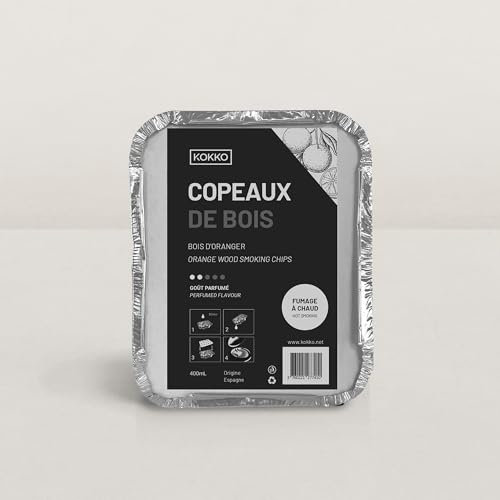 Kokko Boîte de copeaux de Bois pour Fumage à Chaud Boîte de copeaux de 400mL Fumée légère et parfumée Fumage de viandes, Poissons, légumes à Froid