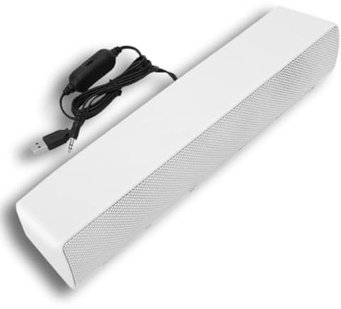 Beufee Barra De Sonido para Computadora, Altavoces Blancos para PC, Barra De Sonido Blanca, Minialtavoces Estéreo con Alimentación USB, Barra De Sonido con Cable USB(Blanco)