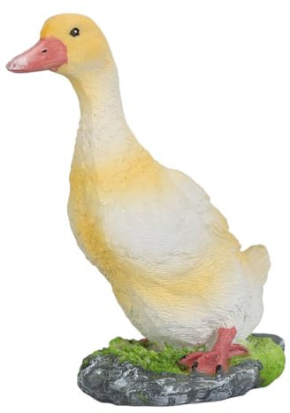 Fuerdich Gartendekoration Ente aus Kunstharz handbemalt, Garten Dekoration Gartendekoration für außen Wintergarten Dekoration Garten Figur aus Kunststein Kunstharz-Enten für Garten (Yellow)