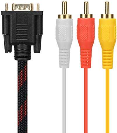 Bordhap Adapter Cable, Cable Audio Cable VGA to AV Cable 15 Pin to 3 Audio AV Cable Adapter for HDTV PC DVD,5FT/ 1.5M