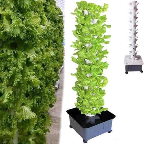 DHMYDPDZ Coltivazione I-droponica da Giardino,45Baccelli Kit di Coltivazione Aeroponica a Torre I-droponica,Semina Acquaponica con Pompa Idratante,Adattatore,Vasi a Rete,per Giardino di Casa