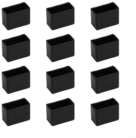 Cloudpower Set di 12 gommini per sedie rettangolari, tappini per gambe sedia piedini per mobili, protezione per pavimenti, gambe quadrate per mobili, pavimenti in legno duro (15 x 30 mm)
