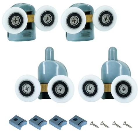 Juego de 4 ruedas para puerta de ducha, ruedas de 23 mm, 2 ruedas superiores y 2 inferiores para puertas correderas, piezas de repuesto para mamparas de ducha y cabinas, bricolaje