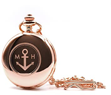 AURUM Taschenuhr mit Gravur Farbe Roségold aus Edelstahl mit Kette