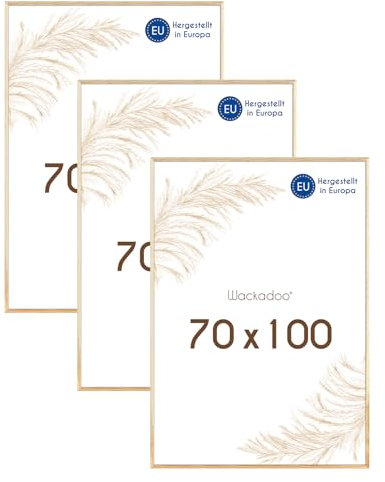 Wackadoo Bilderrahmen 70x100 natur 3er Set Holz Bilderrahmen Set Fotowand Fotorahmen mit bruchsicherem Acrylglas Italienisches Holz Picture frame