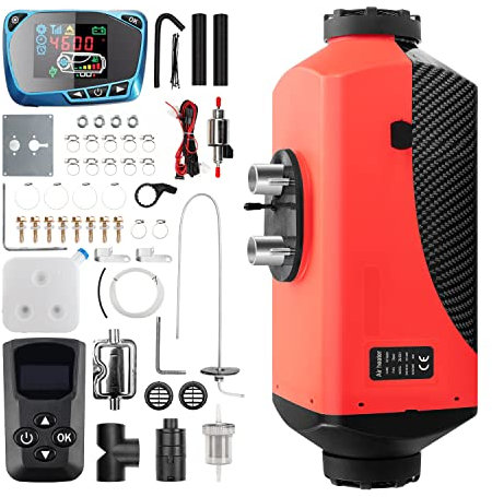 Riscaldatore diesel 2KW/5KW/8KW 12V-24V Riscaldatore d'aria diesel portatile con silenziatore, telecomando, monitor LCD, riscaldamento rapido, sbrinamento, sbrinamento per camper, camion, camper, b