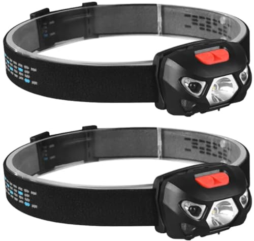 Linterna de Cabeza Frontal Led Recargable Con Sensor Alta Potencia Larga Duración Apta Trail Running Acampada Camping Linterna Minero Casco Pesca Trekking 2000 Lúmenes Luz Ajustable del 30% al 100%