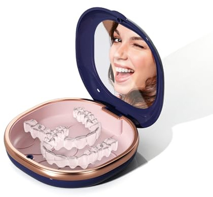 Boite Appareil Dentaire avec Miroir, Portable Dentier Boite Gouttiere Dentair de Rangement pour Prothèses, pour Appareils Dentaires ou Prothèses Dentaire