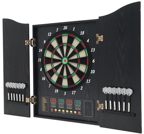 Set di bersaglio elettronico per freccette, professionale, con 4 display a LED e 12 freccette, 27 categorie di gioco da 1 a 16 giocatori