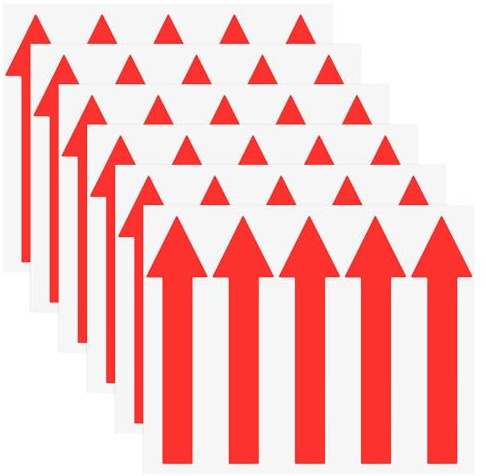 M METERXITY 6-Pack Arrow Sticker, 5 x 1 Inch/ 120 x 30 mm PVC Waterproof Self-Adhesive Directional Arrows Removable Directional Floor Decal Stickers for Wall Marking/Road Sign [Red]