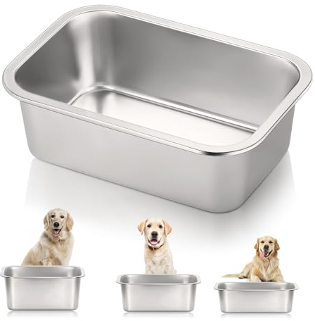 1 x Edelstahl-Hundenapf, große Kapazität, Wassertrog, sturzsicher und leicht zu reinigen, für große Hunde (L)