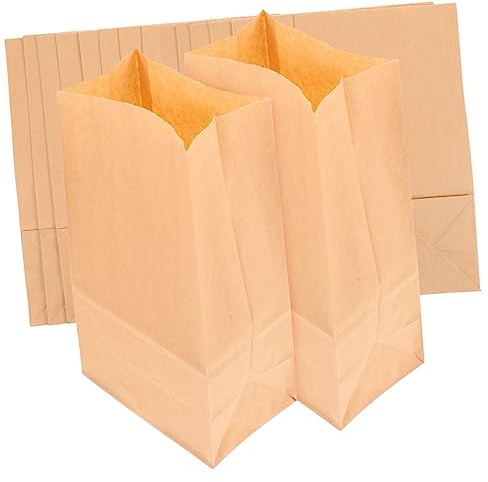 WEKAMOS 20pièces Sacs Épicerie Papier Kraft Grands Sacs Papier Pour Fruits Légumes Bonbons Collations Sandwichs Pain Réutilisables Pour Maison