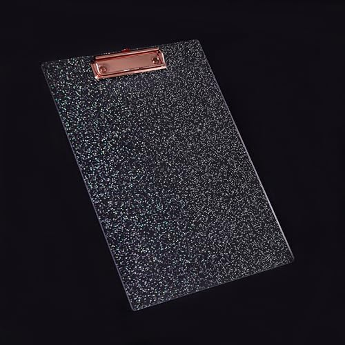 JIARI Acrylic Glitter Clipboard, Office Letter Size 8.5 x 11 Inches, A4 Paper Size, 1 Pack (Glitter-Rose Gold)