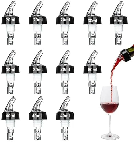 12 Pièces Becs à Liqueur,Bec Verseur pour Bouteilles de 2cl 3cl 4 cl 6cl, Doseur Pastis Distributeur de Bouteille Auto-pour, Dosage par Bec, Bec Verseur Plastique, Transparent,pour Le Vin, Cocktail