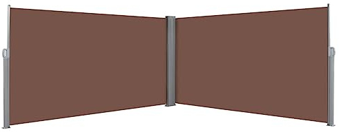Toldo Lateral Extensible, Tela de Poliéster Resistente UV, Retráctil Automático, Toldos Laterales, Toldo Lateral Retráctil Exterior, para Balcón y Terraza, Color Marrón, 600x160 cm