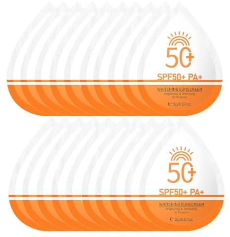 Autmor Sonnencreme Gesicht SPF 50 | Leichte Sonnenmilch & Sonnenschutz für Gesicht Nicht Fettend, Feucht Bleiben & Wasserdicht | UV-Schutz für Empfindlich (Sunscreen 2g*20pcs)