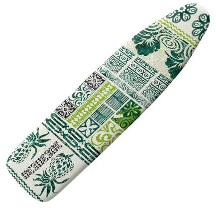 Copriasse da Stiro 140x45 Geometria Verde Elastico Universale per Tutte Le Assi da Stiro, Resistente al Calore - Cordoncino di Fissaggio e Stretch-System - Facile da Cambiare