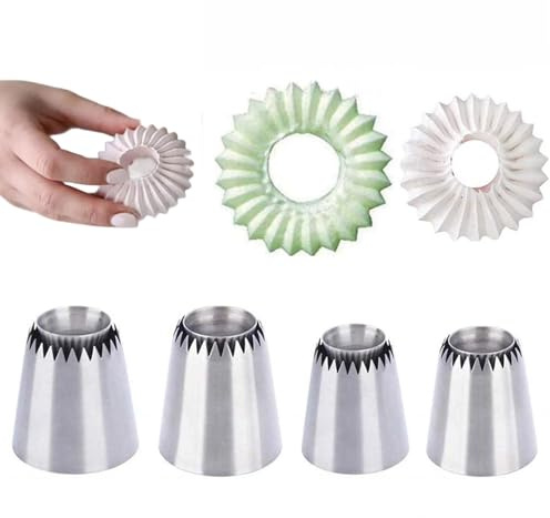 4 punte per tubazioni 2 punte grandi e piccole in acciaio inossidabile per glassa/glassa per decorare torte, cupcake, dessert, biscotti