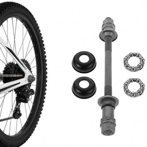 FOMIYES Fahrrad Hinterachse 180mm aus Hochfestem Stahl Graue Mountainbike Nabe mit Kugelgelagerter Achswelle Kompatibel für MTB Hinterrad Robuste Fahrrad Nabenachse