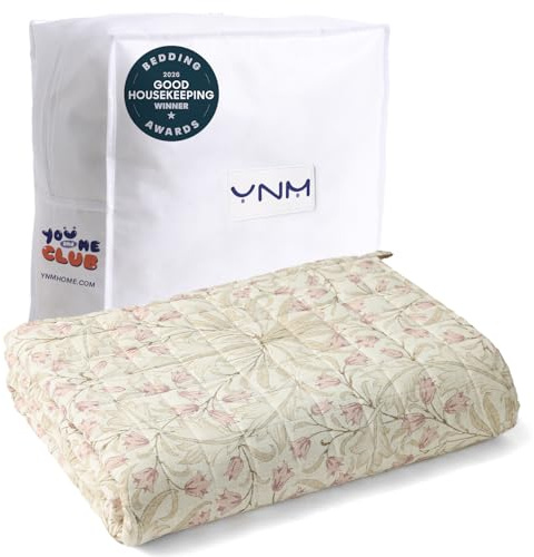 YnM 15lbs Weighted Blanket for Adults, Linen Heavy Bed Throw Blanket with Cooling Glass Beads for All Season Use, Ideal for ~110lbs (48x72 Inches, Twin/Full, Campanula)