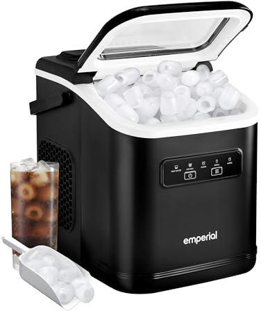 Emperial Ice Maker Machine | Countertop Bullet Ice Cube Maker | 12kg Daily Output | Makes 9 Ice Cubes per Cycle | 2 Ice Sizes | 1.2L Water Tank | Self-Clean | Ice Scoop Included | 125W