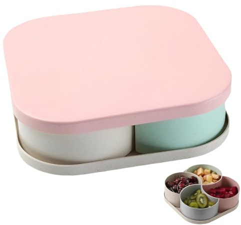 JIRVEX Piatti di Plastica Lavabili con Scomparti 1 Pezzo Quadrato 4 Scomparti Piatti Piani per Snack Frutta Dolci Raclette Fonduta