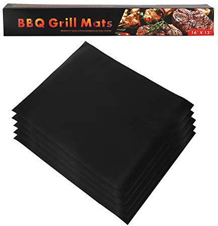 Lot de 5 tapis de barbecue antiadhésifs réutilisables 40 x 3 cm/15,8 x 13 pouces pour la cuisine domestique, barbecue en plein air, camping