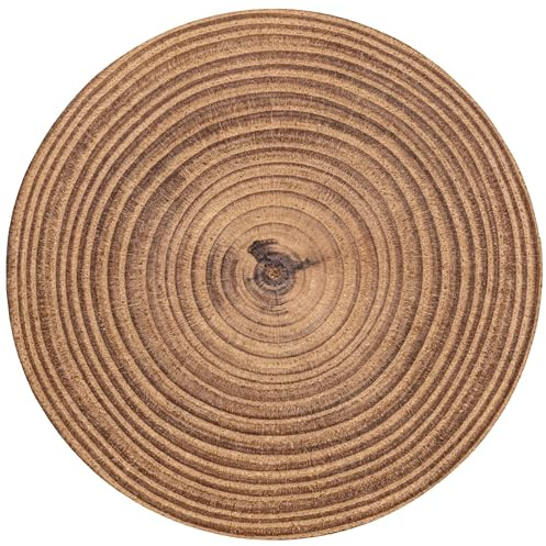 OnlyWow© Badezimmer Deko 70x70 cm rutschfeste Runde Badematte Memoryschaum Badteppich Badematten & Badteppiche Duschteppich Waschbar Baumstamm - Holz - Braun