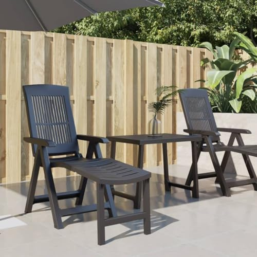 Cartvyn Sonnenliege Gartenliege Anthrazit Kunststoff klappbar verstellbar wetterfest für Terrasse Balkon Pool, rollliege und relaxliege mit 5 Positionen, leicht und platzsparend