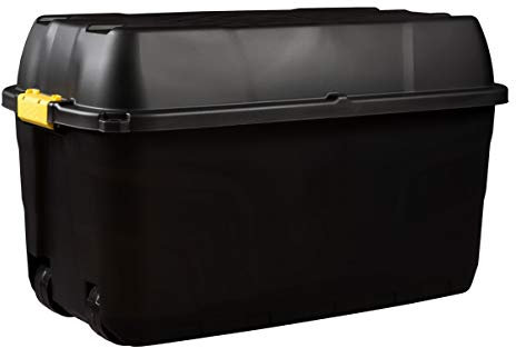 Heavy Duty Large Storage Box with Lid, 175L – Lockable Storage Box Great for Indoor & Outdoor Storage – Storage Containers with Wheels by UK Business Supplies