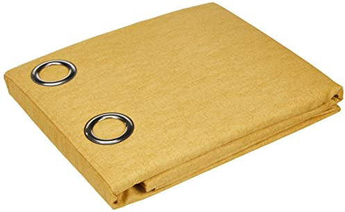 Fusion - Ochre Yellow Curtains W46 x L54 (117 x 137cm) - Ochre Eyelet Curtains - 100% Cotton Curtains for Bedroom/Living Room - Door Curtain - Thermal Drapes/Window Treatment - Sorbonne Collection