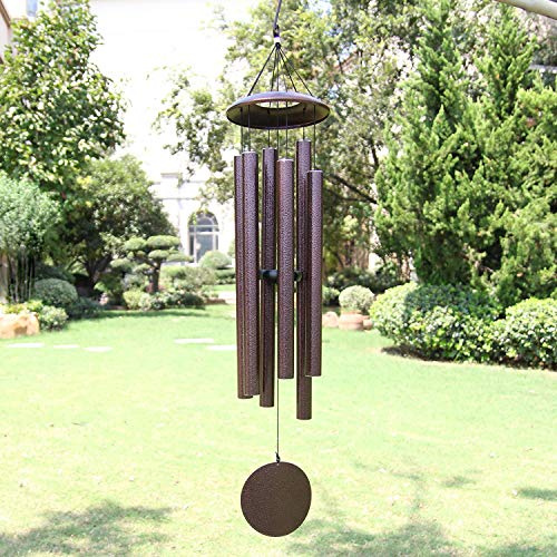 ASTARIN Outdoor-Windspiele, 114 cm Gedenk-Windspiele mit 6 schweren Röhren, großer tiefer Ton für Gartenhänge-Dekoration, Mitgefühls-Geschenke. Bronzefarben.