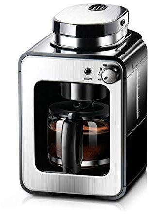 LTLWSH Cafetera con Molinillo, 2 en 1 Cafetera Automatica Molinillo Integrado, cafetera Goteo Función de Calentamiento Automático (580ml) 2-4 Tazas Cafetera de Filtro con Jarra de Vidrio, 600W