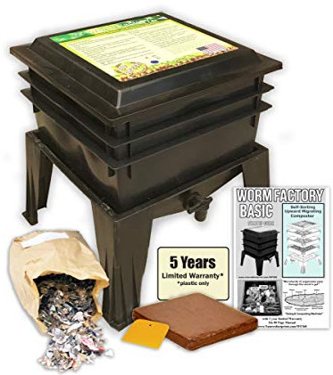 Worm Factory Compostador de gusanos básico negro de 3 bandejas (negro)