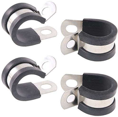 Keadic 20Pcs 5/8 (16mm) Cable Clamp Rubber Wire Clamps Stainless Steel Rubber Cushioned Insulated Clamps