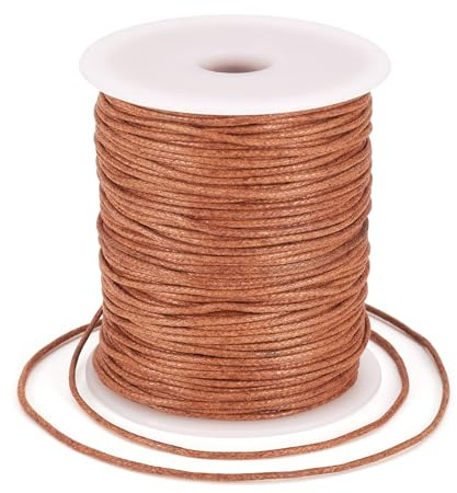 Craftdady Sienna Corda intrecciata e cerata in cotone, 1,5 mm, similpelle, con bobina per collane fai da te, bracciali, creazione di gioielli, 91,4 m