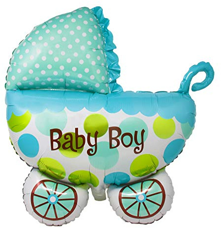 Oblique Unique® Folien Luftballon in Kinderwagenform oder rund baby für Geburt und Baby Shower Party Deko