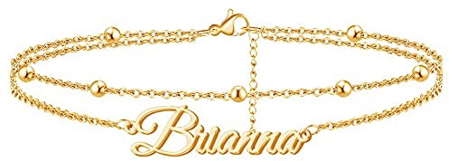 MissChic Namensarmband, Silber/Vergoldet/Rosé vergoldet fußkette, Personalisiertes Armband mit Namen für Frauen Mädchen Schwester Freundin Mutter Tochter