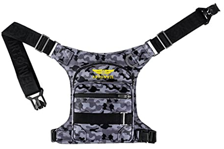 Artonvel - Beintasche für Motorrad, Camo-Leder – Rindsleder mit UV-Aufdruck – wasserdicht & leicht – verstellbare Tasche – ergonomisch – langlebig – 3 Jahre Garantie (Grau)