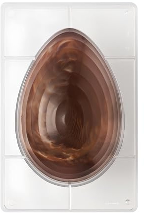 DECORA, 0050066 Moule à œuf en chocolat rayé en polycarbonate, 1 cavité, 230 x 163 mm, Idéal pour créer un œuf brillant et croustillant, Design professionnel, Fabriqué en Italie.