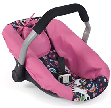 Bayer Chic 2000 - Puppen-Autositz für Baby-Puppen, Puppentrage, Puppenzubehör, Einhorn, Navy-pink, 708-43, 45x31x32 cm