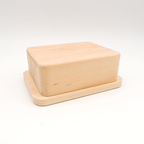 JOWE Butterdose aus Zirbe | Zirbenbutterdose mit HPL Platte | made in Austria | ohne Gravur