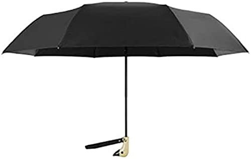 KRASS Parapluie De Golf en Bois Tête De Canard Poignée Parapluie UV 50+ Ombre Pluie Ou Brillance Parapluie De Voyage Animal Pliant Parapluie Portable Parapluie Pliant,Le Noir,M,Collector88