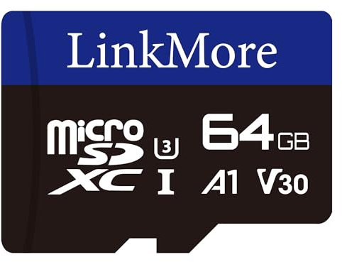 LinkMoreMicro SDXC Card, A1, UHS-I, U3, V30, Class 10 Compatible, Read Speed Up to 95MB/s,Write Speed Up to 35 MB/s, SD Adapter Included (64GB)