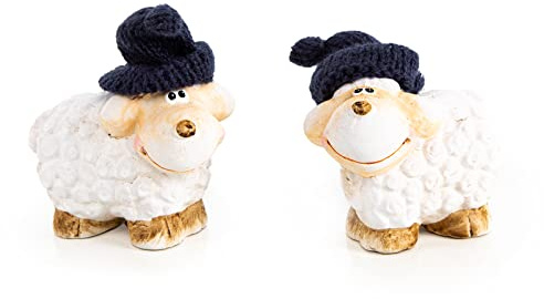 Logbuch-Verlag 2 kleine Schafe Ostern Geschenk Figuren Deko mit Mütze 8 cm Osterfigur Kinder Kollegen