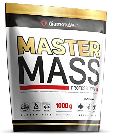 diamond line Master Mass Weight Gainer 1000g Vanille - Mass Gainer Pulver mit Kohlenhydraten & Protein, Kalorienreicher Shake für Hardgainer, Muskelaufbau & Gewichtszunahme