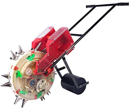 YZJSSL Tragbare Handschub-Garten-Sämaschine, 2-in-1-Rasen-Sämaschine und Düngerstreuer, Pflanztiefe 3,5-7,8 cm zum Pflanzen von Hanf, Mais, Baumwolle, Sojabohnen, Erdnüssen (Size : 7 Mouths)